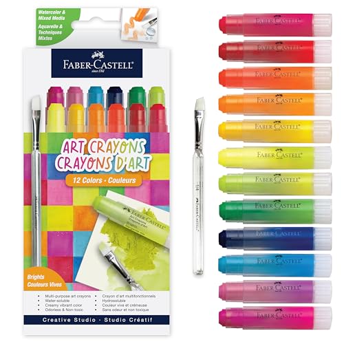 Faber-Castell Gelatos Brights: 12 Watercolor Gel Crayons and Watercolor Supplies, Versatile Art Pigment Crayons for Adults, Gel Sticks for Mixed Media, Journaling Supplies for Artists & Hobbyists