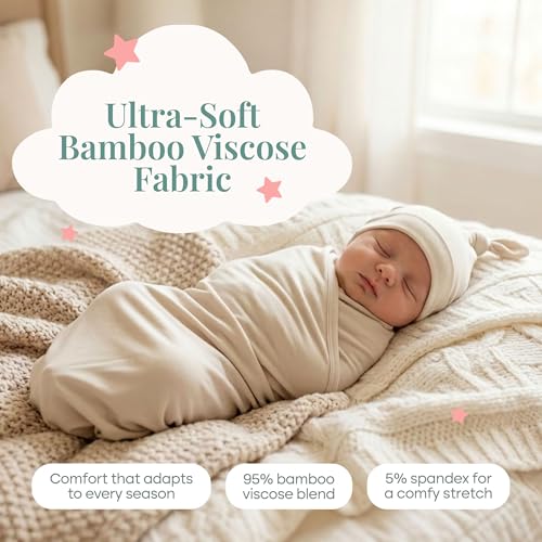 Image of Caden Lane Baby Swaddle & Receiving Blanket, Soft, Breathable & Temperature-Regulating Bamboo Viscose Fabric for Swaddling Newborns, Gender Neutral Infant Blanket for Boys & Girls, Oat Beige
