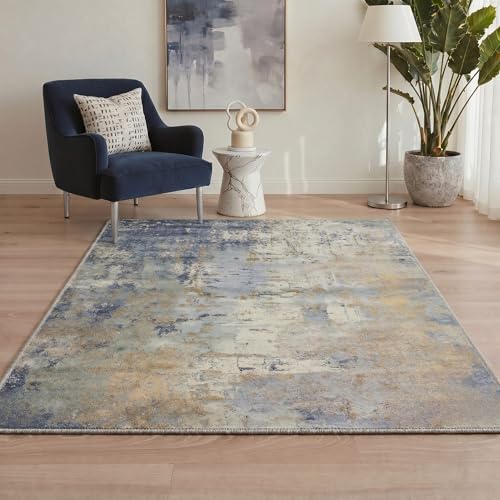 Image of BEIMO Area Rugs 8x10 for Living Room Bedroom, Modern Abstract Machine Washable Rug, Large Soft Low Pile Floor Cover with Non Slip Backing for Dining Room, Dusty Blue