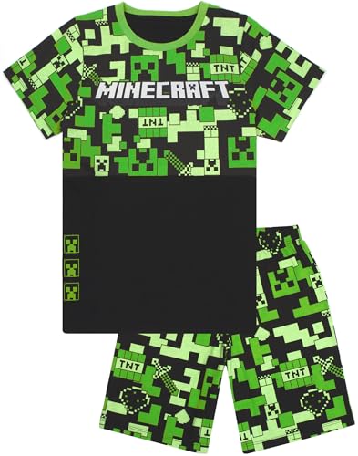Minecraft Pyjamas Jungen Long OR Short Bottom Optionen Kids Gamer PJs 10-11 Jahre