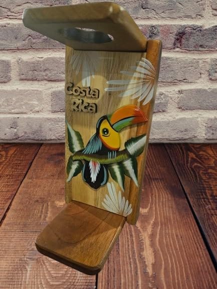 Tapanti store.Chorreador,Costa Rican handcrafted foldable wooden pour-over coffee maker.Includes a reusable cloth filter.Embedded Toucan wooden hand painted design.Light Cedar.Perfect for travel