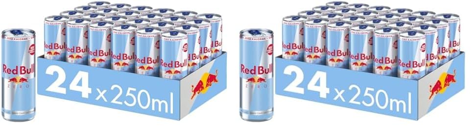 Red Bull Energy Drink Zero - 24er Palette Dosen - Getränke ohne Zucker und Kalorien EINWEG (24 x 250 ml) (Packung mit 48)