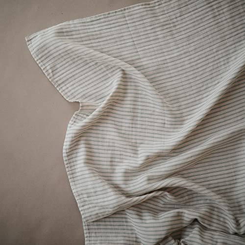 Image of mushie Muslin Baby Swaddle Blanket | 100% Organic Cotton (Sage Stripe)