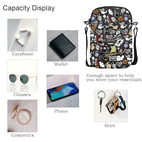 TGBJE Nightmare Skull Lover Crossbody Bag Zero Ghost Dog Gift Welcome To Our Nightmare Meesneger Bags Sally Fans Gift (bl welcome nightmare CB)4