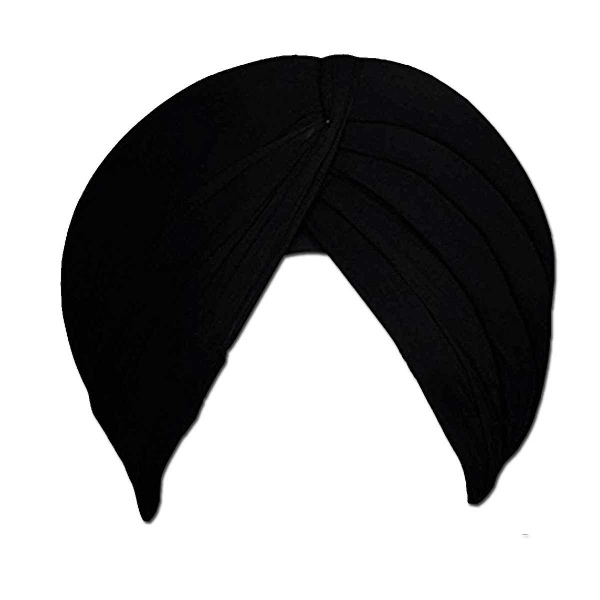 BISMAADH Men's Cotton Sikh Traditional Turbans/Punjabi Pagri (Black, 5.25 m)