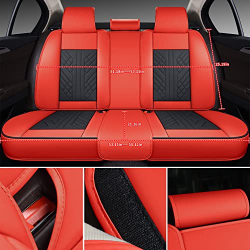 Image of GXT Bench Seat Cover, Premium Faux Leather Bench Seat Covers for Trucks - Universal Fit for Most Sedans SUV Pick-up Truck, Durable for Long Lasting Protection(Bright Red and Black)