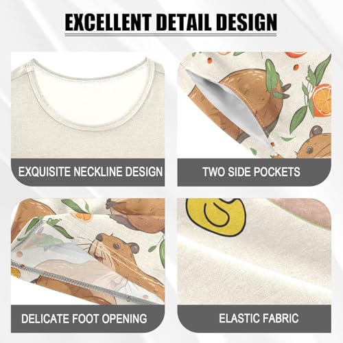 senya Swimming Capybara Orange Duck Summer Pajamas Set Short Cotton Sleepwear 2 Piece4