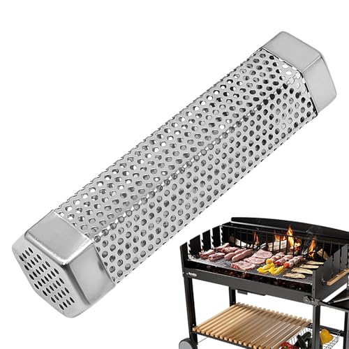 Tubo de pellet, fumador de tubo de pellets - Tubo ahumado caliente acero inoxidable,Tubo de pellet con infusión de sabor, accesorios de calor pares para barbacoa en el patio trasero, cocción de