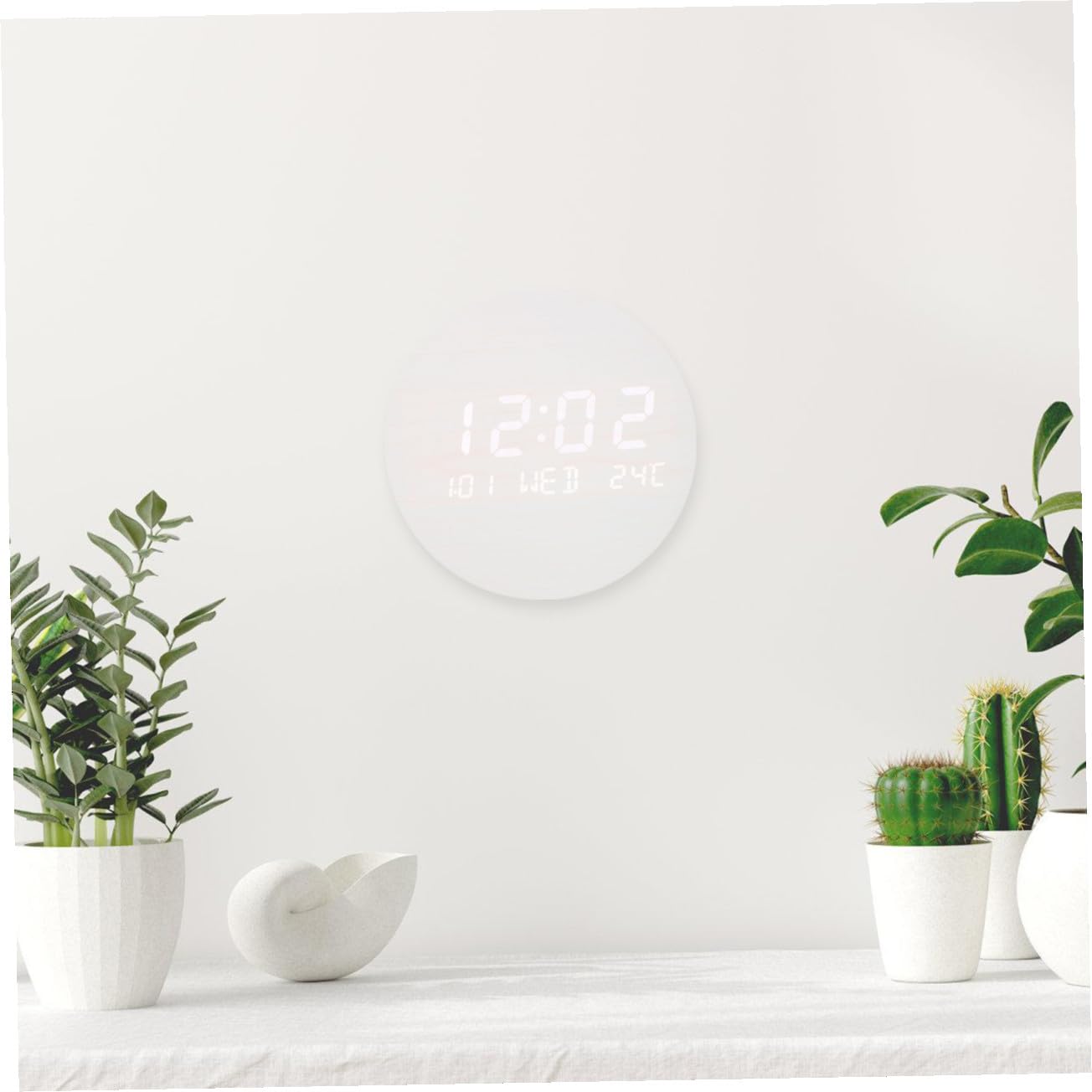 Homoyoyo Runde Elektronische LED Uhr mit Langer Batterielaufzeit und Alarmfunktion Kompakte Tischuhr fürs Schlafzimmer mit Einfachem Design