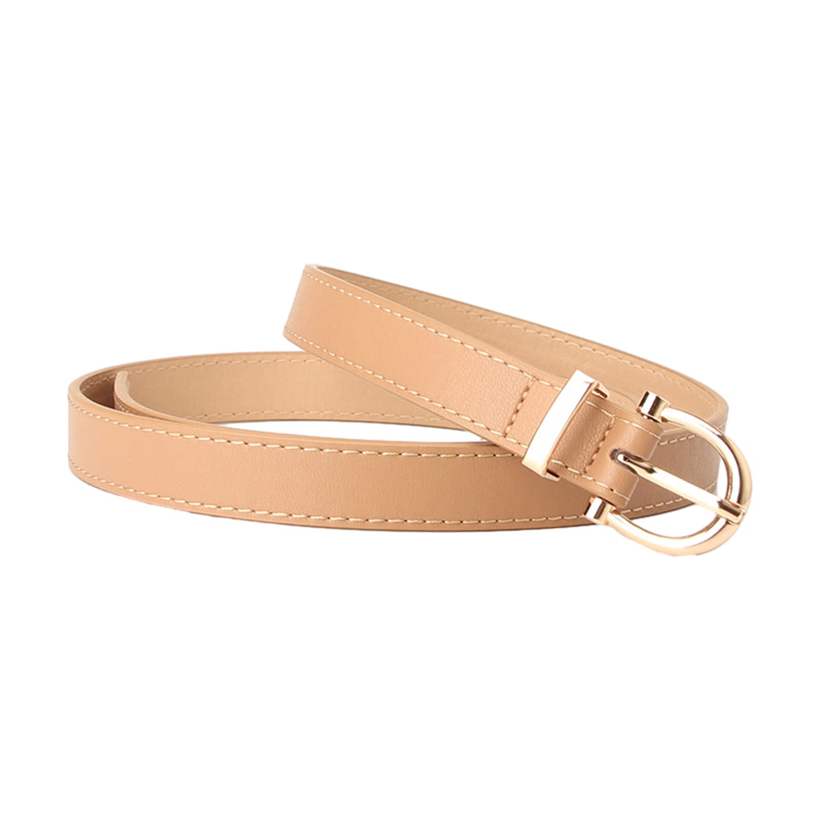 Maxtonser PU-leather Waist Belts with Oval Shape Buckle Thin Adjustable Waist Belt All-match Woman Dresses Skirt Coat Waistband khaki