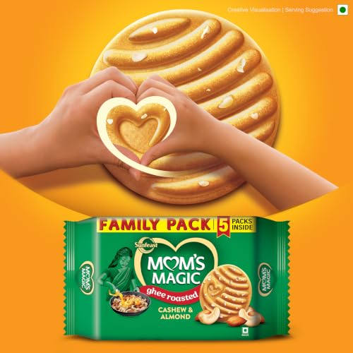 Image of Mom's Magic Rich Cashew Almond Cookies | Roasted Cashew Almond | Rich Butter biscuits | Mom's favourite baked cookies 584g - Pack of 2