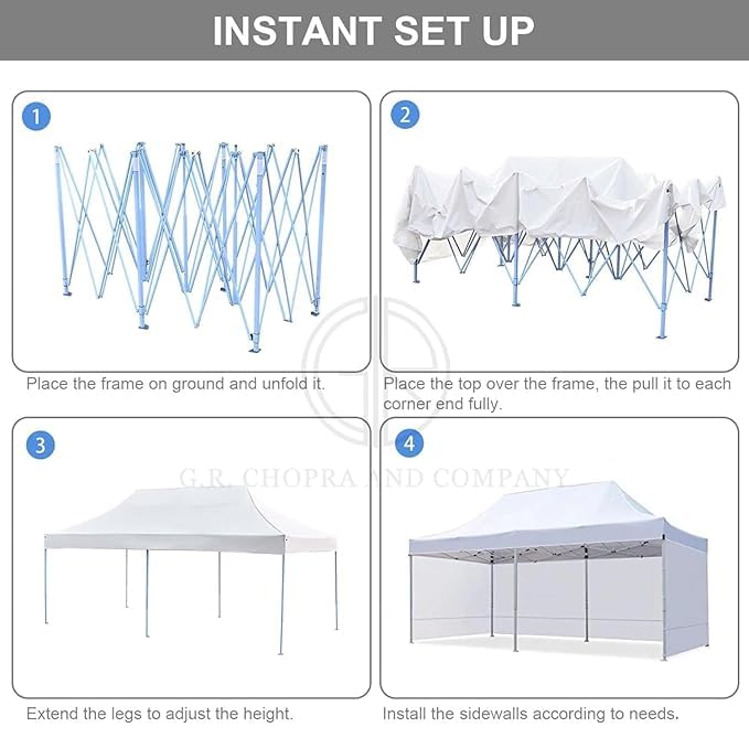 Image of 10 x 20 feet Canopy Tent with 3 Side Cover Water Proof Tent - 2 Minute Easy Installation Gazebo Tent