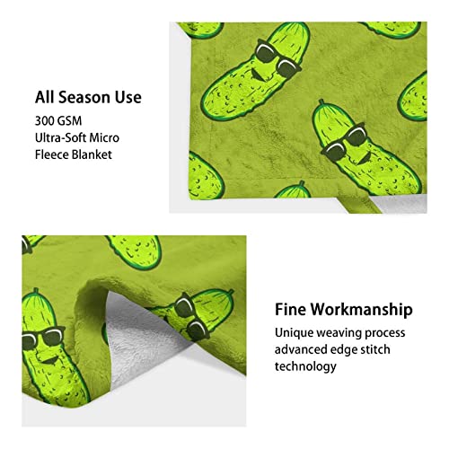 Pickle Throw Blanket for Teen - 50x60 Inches Throw Size - Soft Fluffy Cozy Blankets Gift - Green Funny Blanket Throws for Living Room Decorative
