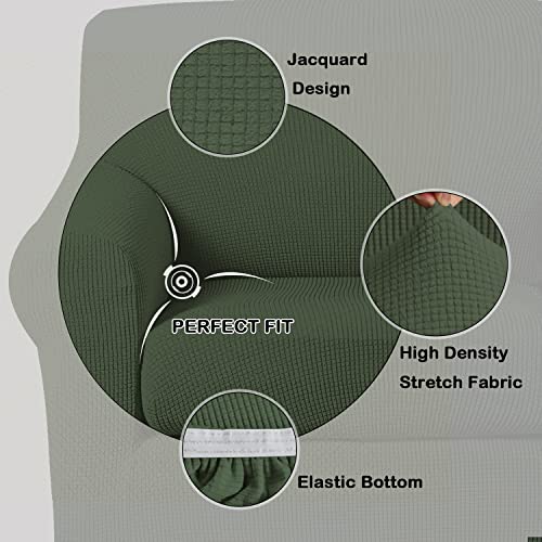 Image of Turquoize 2 Piece Chair Covers Chair Slipcovers for Living Room Armchair Sofa Covers Chair Couch Cover with Arms Washable Furniture Protector for Chairs Feature Thick Fabric (Chair, Bronze Green)