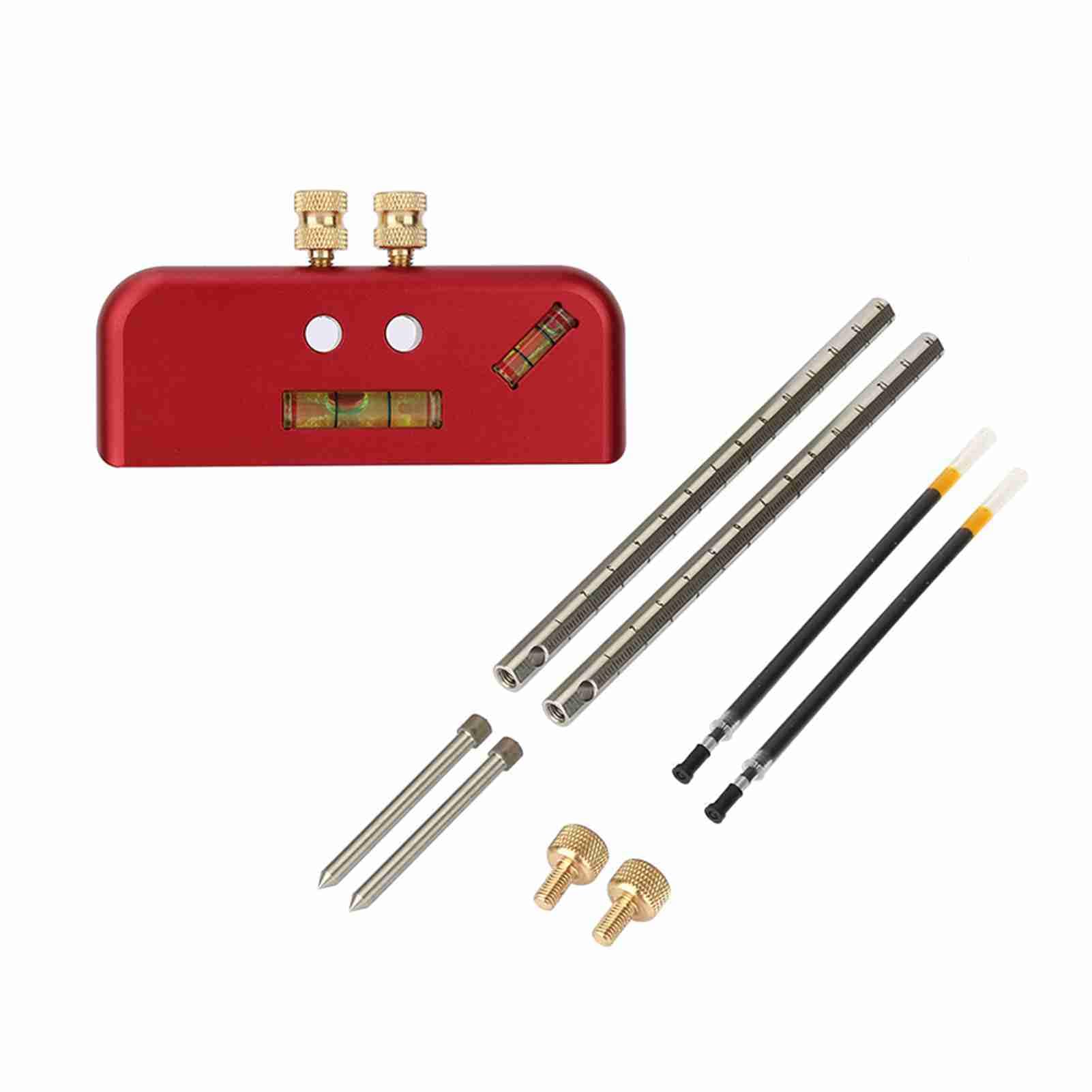 Markierungslehre aus Aluminiumlegierung, Verstellbares Holzbearbeitungswerkzeug für Präzises Zeichnen von Linien, Zweistufige Blasen, Ideal für Professionelle Holzbearbeitung