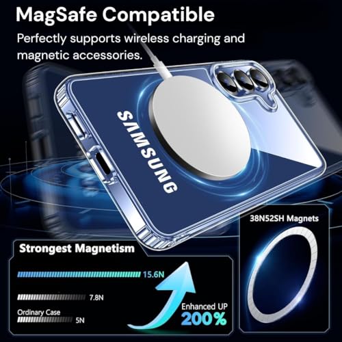 Image of Back Cover Case + Tempered Glass for Samsung Galaxy S25 5G | Mag-Safe Compatible | Transparent Mobile Phone Back Cover Case for Samsung Galaxy S 25 | Samsung S 25 5G TPU Transparent Case