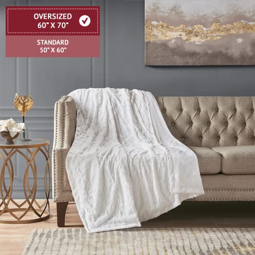 Madison Park Zuri Oversized Faux Fur Throw Blanket, 60 x 70, White - image 3