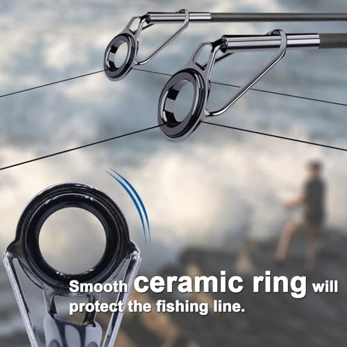 Image of 9KM DWLIFE Fishing Rod Tip Repair Kit, Black Stainless Steel, Wear Resistant Ceramic Ring, Guide Replacement 25 /35 /45 /60 /65pcs