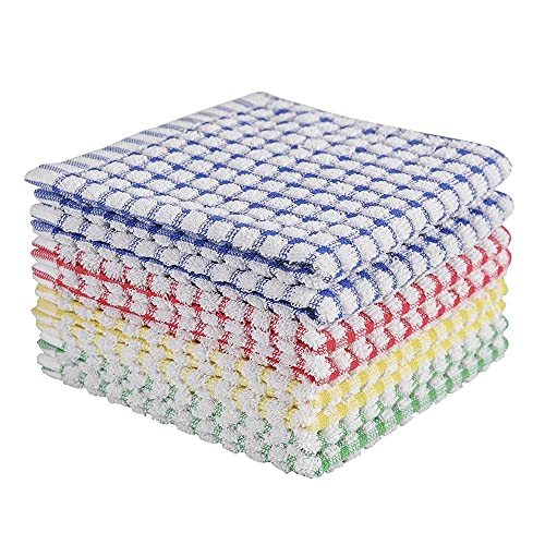 Image of AYUS Dish Cloths for Kitchen Washing Dishes, Super Absorbent Dish Rags, Cotton Terry Cleaning Cloths 13x13 Inches (Terry Dish Cloth, Pack of 12)