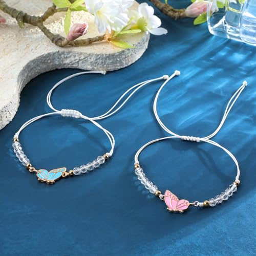BFF Friendship Bracelets for 2, BFF Bracelet Adjustable Butterfly Matching Handmade Best Friend Bracelets2