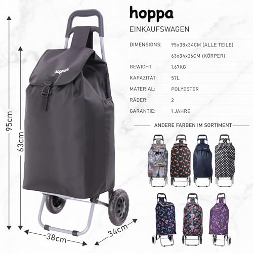 Hoppa 57L Stabiler Einkaufstrolley klappbar Shoppingtrolley multifunktional Einkaufsroller...
