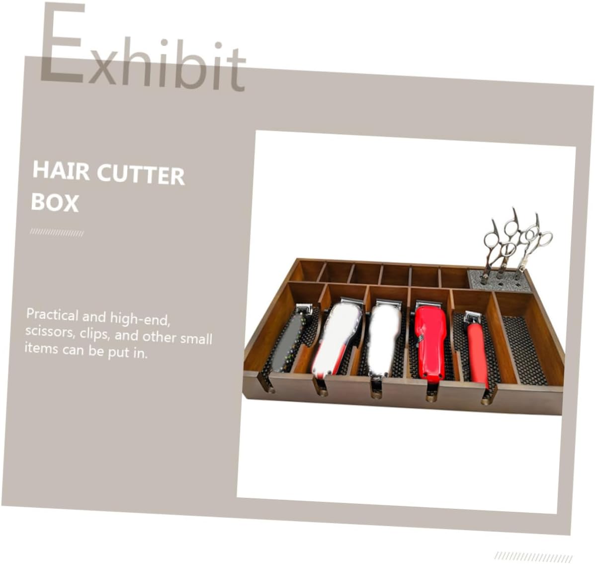 1Pc Electric Shears Display Box Vintage Hair Clipper Tray Organizer for Salon Accessories Durable Non Slip Storage for Scissors and Hair Tools Keeps Workspace Tidy and Efficient