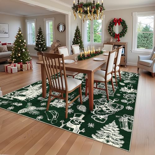 Tapete navideño lavable Garvee 8x10 verde miniatura 3