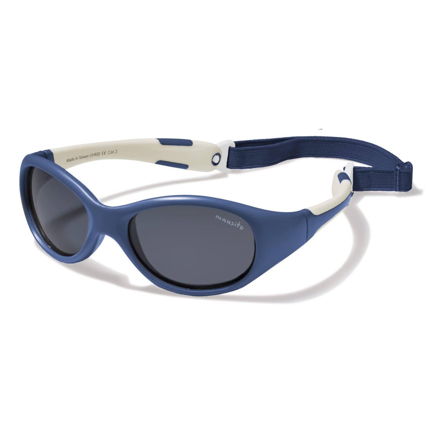 Mausito Gafas de sol para niños de 2 a 4 años y 5 a 8 años | Gafas de sol para niños flexibles 100% protección UV | Banda ajustable y extraíble | Sin BPA, azul marino, 5-8 anni