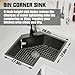 Black Corner Kitchen Sink, 25In Stainless Steel Drop In Sink Stylish and Modern Topmount Sink With Bottom Grid,Silicon Mat,Colander And Drain Assembly Nice Solution For Kitchen And Bar Corner