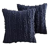 JKsome Set of 2 Cozy Throw Pillow Covers,Rustic Linen Decorative Square Throw Pillow Covers for Home...