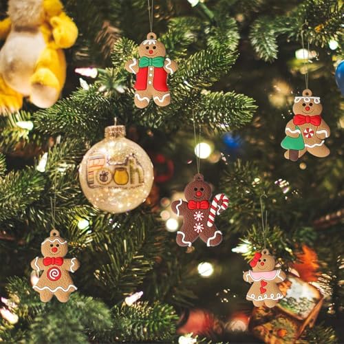 image for kockuu Gingerbread Man Ornaments for Christmas Tree, 12pcs Assorted Gi