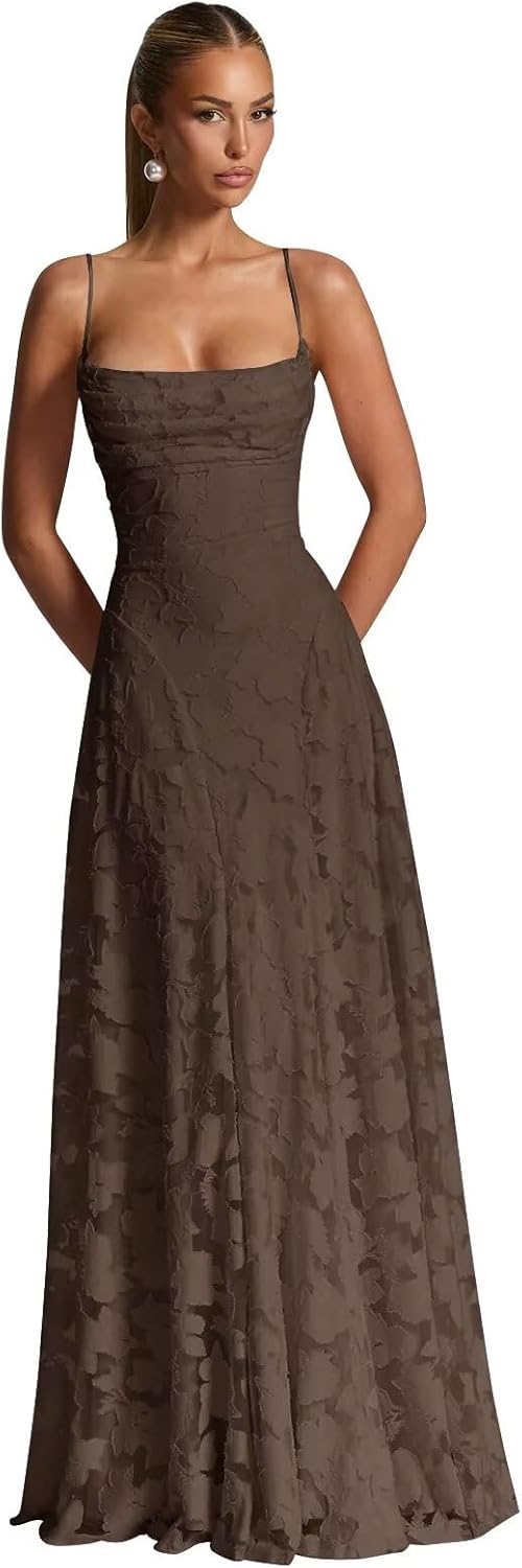 Bedlover Floral Bridesmaid Dresses for Women Long Cowl Neck A-line Formal Evening Party Gowns