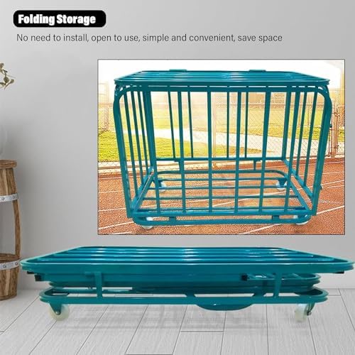 Rolling Sports Equipment Organizer Cart with Lockable Lid - Basketball & Exercise Ball Storage for Gym, School, Club - Durable Indoor/Outdoor Use - 80x60x70cm Green