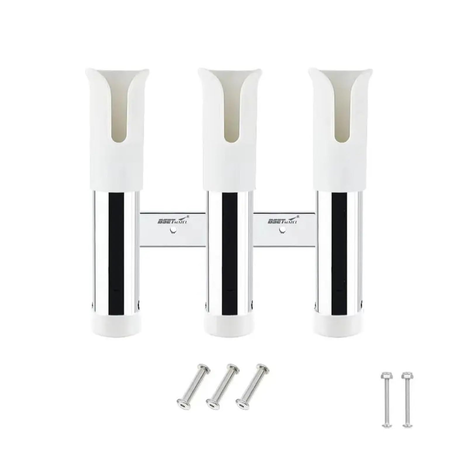 XCTDSVAH Fishing Rod Holders For Boat Stainless Steel 3 tubes Link Slotted Rod holders Boat Fishing Rack Holder Portable Pole Tube Mount Bracket Socket(White With Rivet)