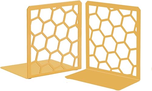 Miniatura 20 de GEOMOD Sujetalibros geométricos de metal salvia con forma de panal de abeja, extremos altos y resistentes para estantes, moderno y resistente