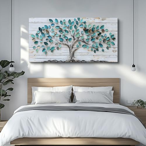 QIYILEXWART Canvas Wall Art For Living Room Wall Decor For Bedroom Office Wall Decoration Green Tree Landscape Painting Abstract Pictures Artwork Room Aesthetic Home Decor 20x40 In