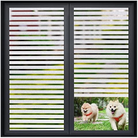 Coavas Window Film Privacy Blinds Film for Glass Window Vertical Stripes Stickers Patterns Static Cling Vinyl Self Adhesive UV Blocker Frosting Film Christmas Window Decoration Door Office 44x200cm Cover