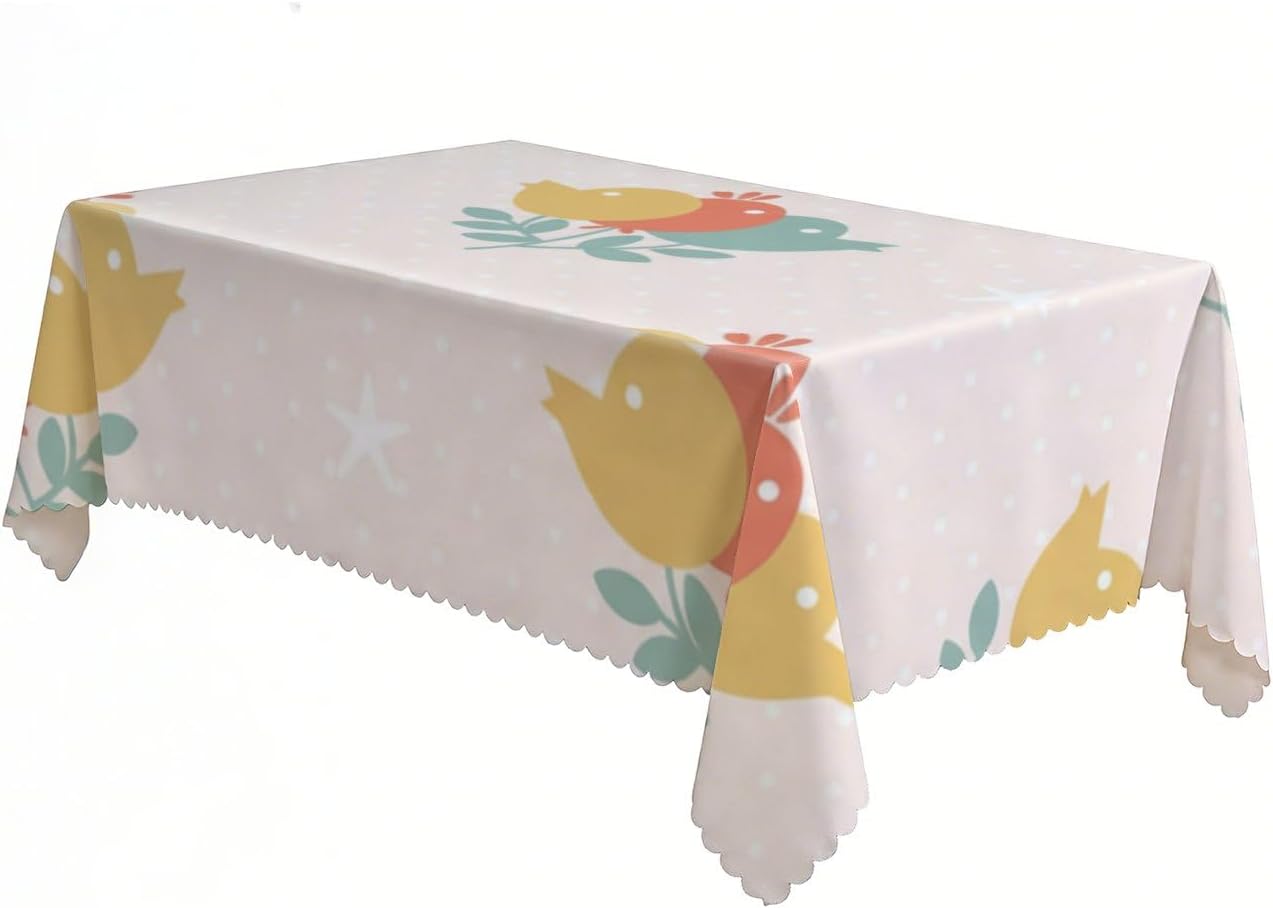Abstract Leaf Flower Motif Tablecloths Rectangular 60x120 in, Wipeable Elegant Beach Tablecloth, Girl Birthday Decorations Coquette Party Decor for Camping Seasonal Coffee Table Table Cover