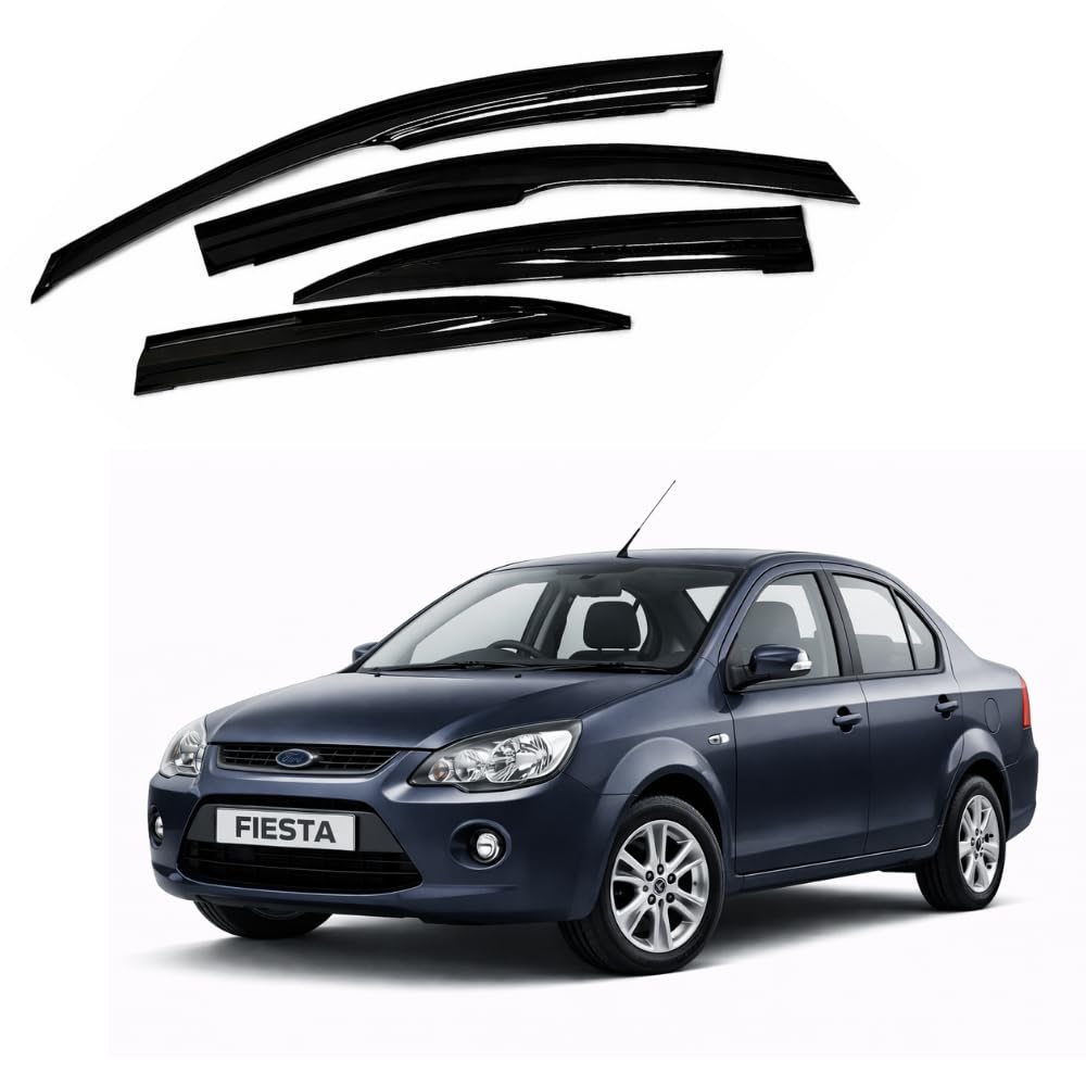 Riax Accessories (New Fiesta Car) Door Visor | Black Window Rain Visor | Side Door Wind Deflector | Rain Guard for SUV | Car Side Window Visor | Set of 4-image-27