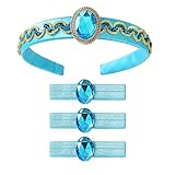 Princess Headband with 3 Hair Ties for Women Girls Halloween Costume Accessories Blue Dress Up for Jasmine