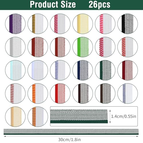 AOZUO 26 Stück Buchbinder Stirnbänder, 30 x 1.4cm Baumwoll Buchbinder Stirnbänder Set, 26 Farben Baumwoll Buch Stirnband Buchbinde für Buchbindeanfänger Buchreparatur Buchdekoration