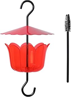 Ant Moat Hook for Hummingbird Feeders|Extra Large Capacity Ant Trap for Outdoor Yard Hanging Feeders, Umbrella Cover Nectar Protector, Garden Decor, Sturdy & Leakproof (Clear Red 1 Pack Cover)
