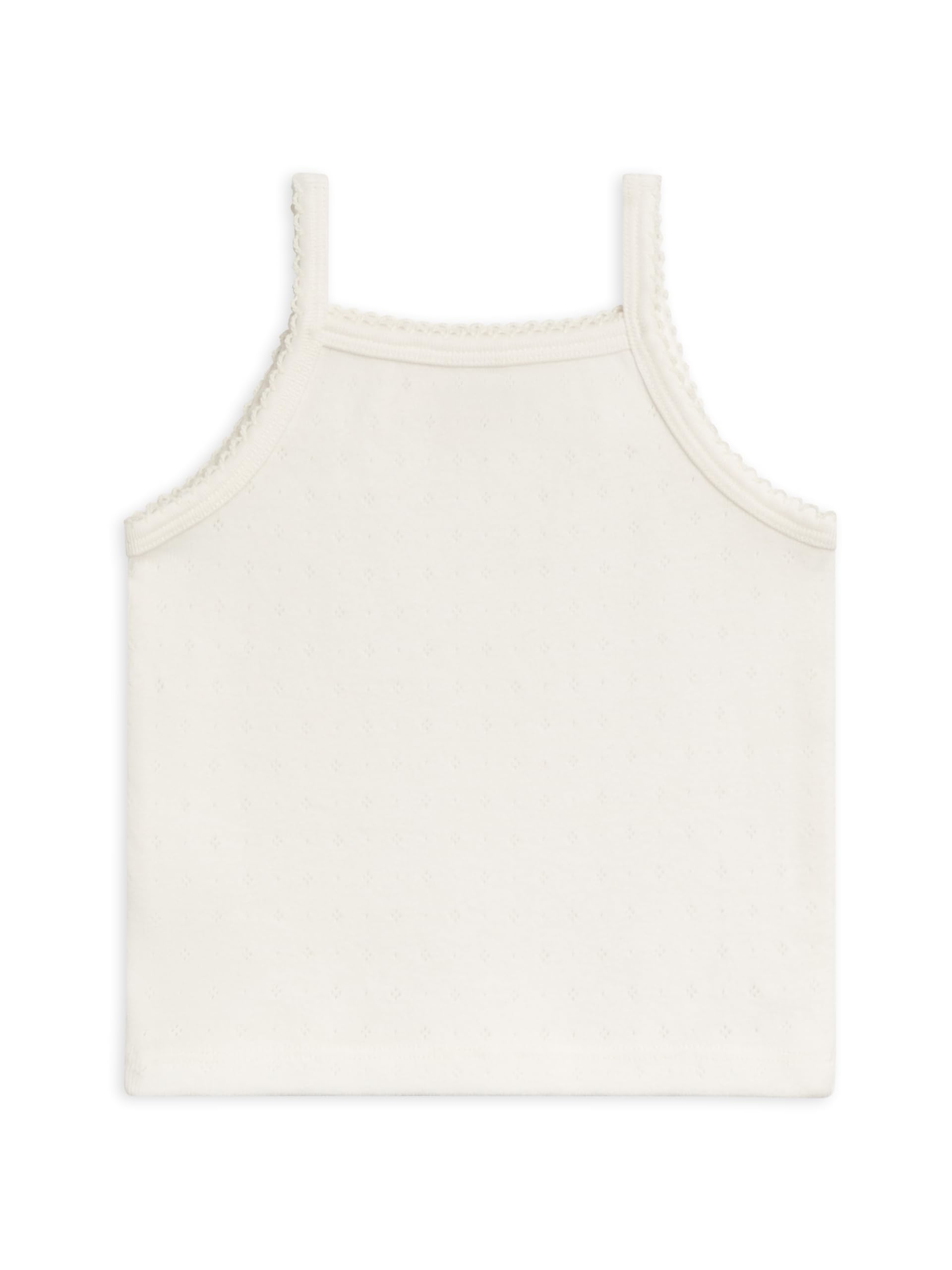 Colored Organics Infant Toddlers and Kids Organic Cotton Tank Top - Iris Pointelle Tank - Coconut Pointelle 2T