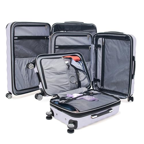 Image of Kenneth Cole REACTION Diamond Tower Collection Lightweight Hardside Expandable 8-Wheel Spinner Travel Luggage, Lavender, 3-Piece Set (20 inch, 24 inch, & 28 inch)