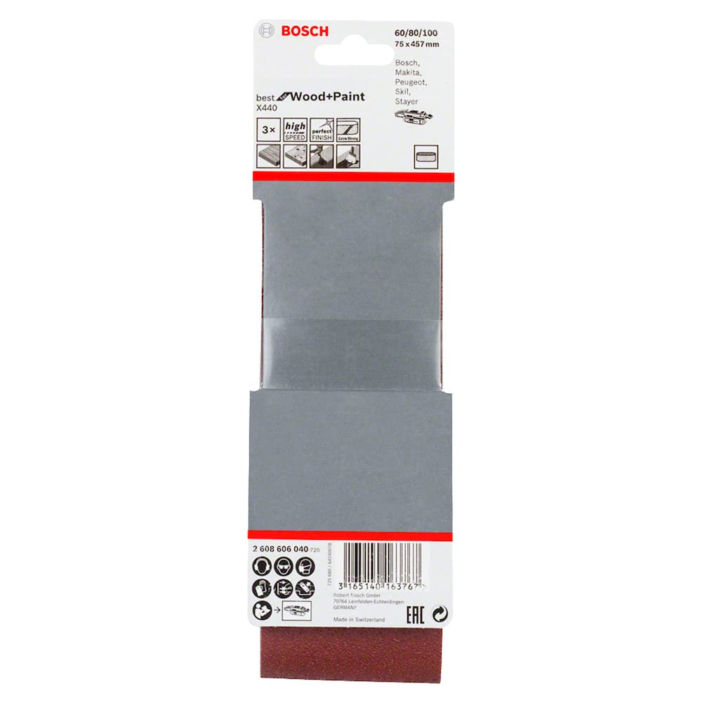 Bosch 2 608 606 040 Nastro Abrasivo, 75X457 mm