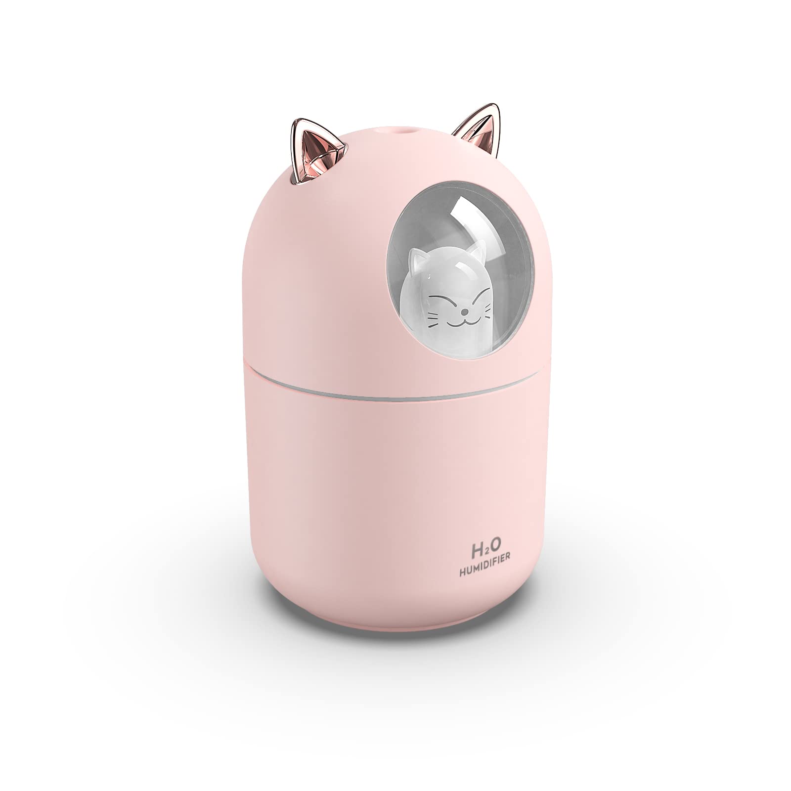 Mini humidificador portátil de niebla fría de 10.1 fl oz con luz nocturna, apagado automático USB, ultra silencioso, 2 modos de pulverización para viajes de oficina en casa (rosa) 2