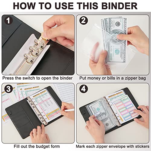 Bienbee A6 Budget Binder With Zipper Envelopes Money Organizer For Cash Budget Planner For Saving For Girls Women, Golden Sun Moon #TOP5