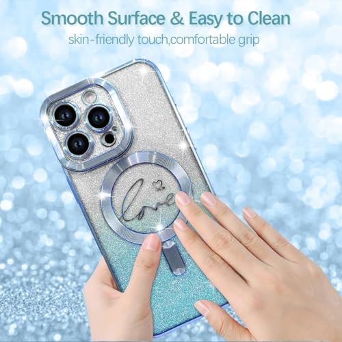 Image of ZIYE Magnetic Case Designed for iPhone 16 Glitter Case-Blue
