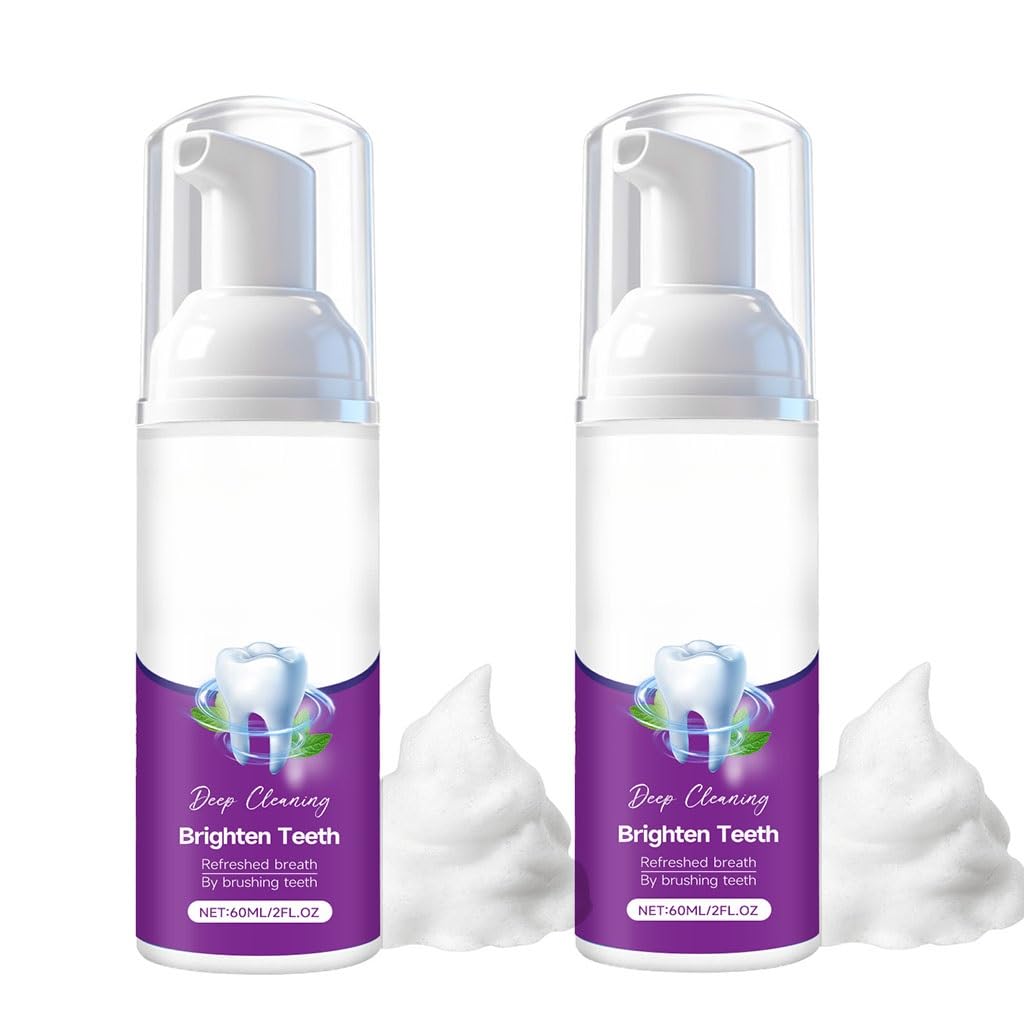 Dentifricio rinfrescante con mousse in schiuma alla menta for denti puliti e luminosi, igiene orale delicata e alito fresco di lunga durata nell'uso quotidiano(2pcs)