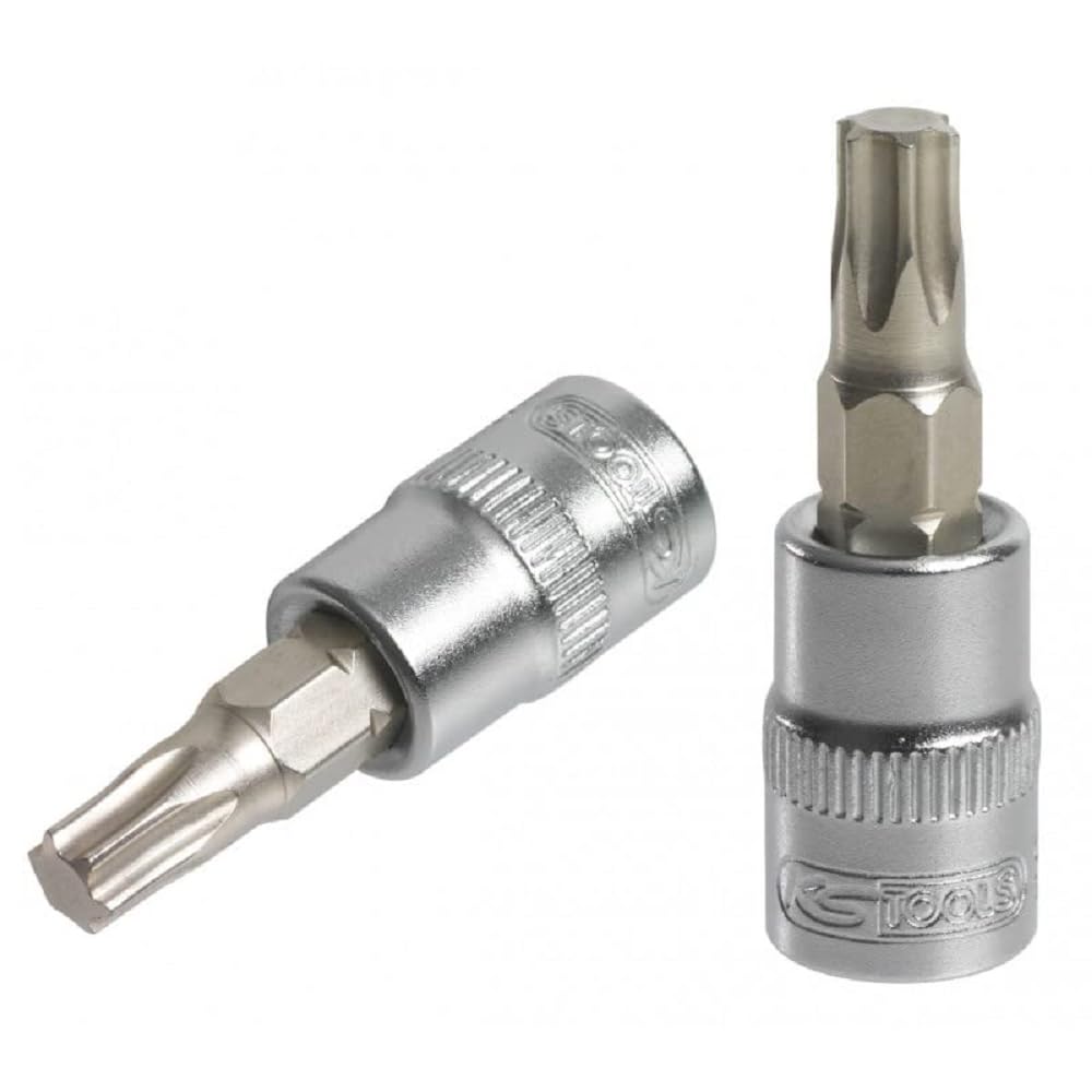 Ks Tools Satin-Finish Chrome 922.1479 - Torx® 1/4 Inch Screwdriver Socket - L.37 Mm - T10 - Ultimate Range - Chrome Vanadium - Satin Chrome Finish